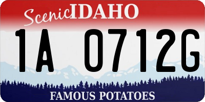 ID license plate 1A0712G