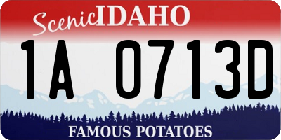 ID license plate 1A0713D