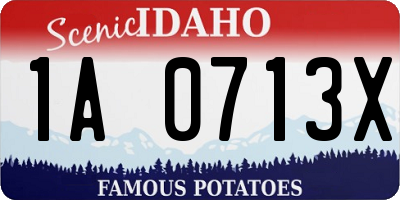 ID license plate 1A0713X