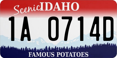 ID license plate 1A0714D
