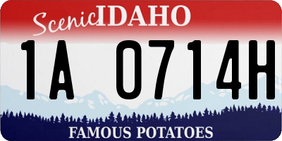 ID license plate 1A0714H
