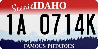 ID license plate 1A0714K