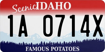 ID license plate 1A0714X