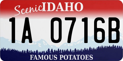 ID license plate 1A0716B