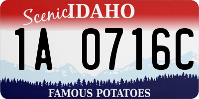 ID license plate 1A0716C