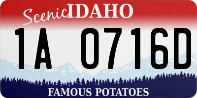 ID license plate 1A0716D