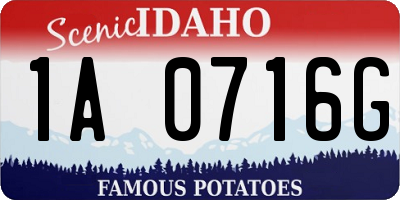 ID license plate 1A0716G