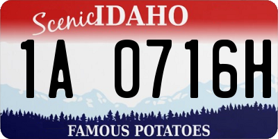 ID license plate 1A0716H