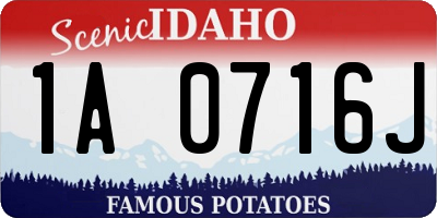 ID license plate 1A0716J