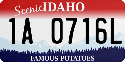 ID license plate 1A0716L
