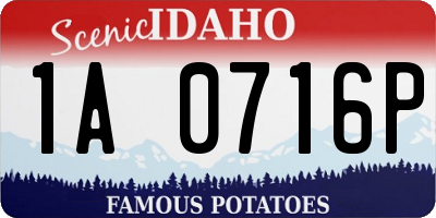 ID license plate 1A0716P