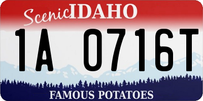 ID license plate 1A0716T
