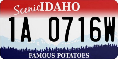 ID license plate 1A0716W