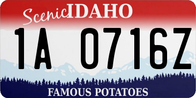ID license plate 1A0716Z