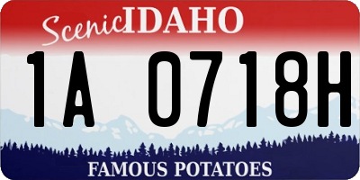 ID license plate 1A0718H