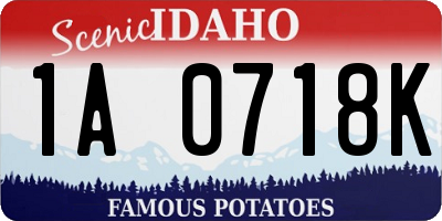 ID license plate 1A0718K