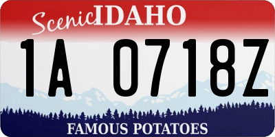 ID license plate 1A0718Z