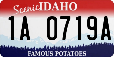 ID license plate 1A0719A