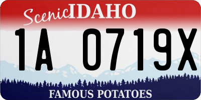ID license plate 1A0719X