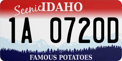 ID license plate 1A0720D