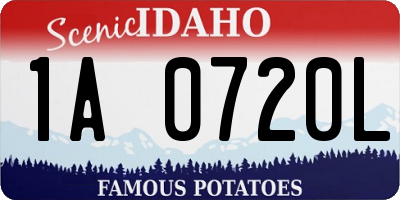 ID license plate 1A0720L
