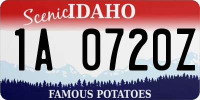 ID license plate 1A0720Z