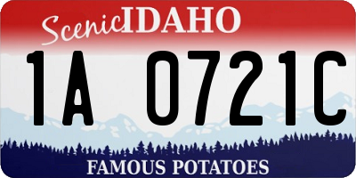 ID license plate 1A0721C