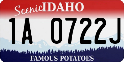 ID license plate 1A0722J