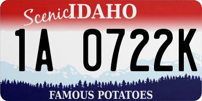 ID license plate 1A0722K
