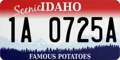 ID license plate 1A0725A