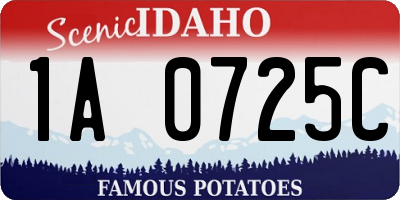 ID license plate 1A0725C