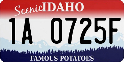 ID license plate 1A0725F