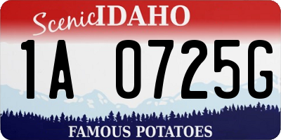 ID license plate 1A0725G