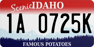 ID license plate 1A0725K