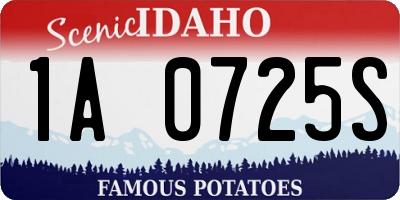 ID license plate 1A0725S
