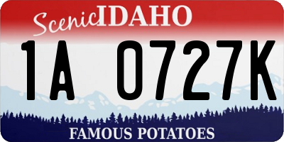 ID license plate 1A0727K