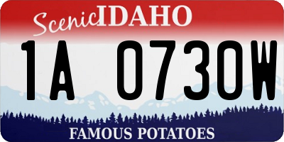 ID license plate 1A0730W