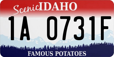 ID license plate 1A0731F