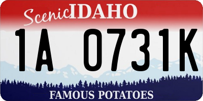 ID license plate 1A0731K