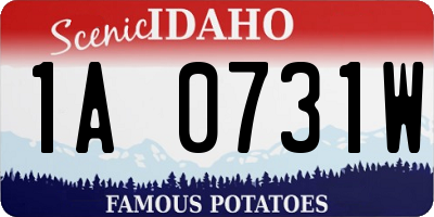 ID license plate 1A0731W