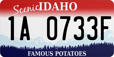 ID license plate 1A0733F