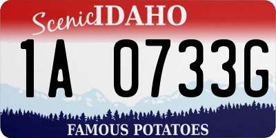 ID license plate 1A0733G