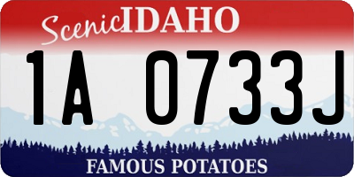 ID license plate 1A0733J