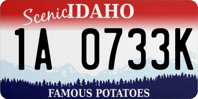 ID license plate 1A0733K