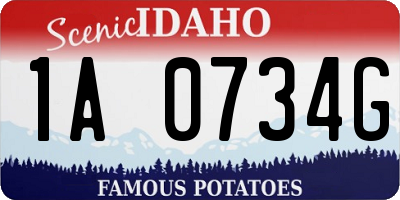 ID license plate 1A0734G