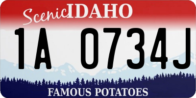 ID license plate 1A0734J