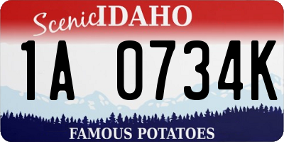 ID license plate 1A0734K