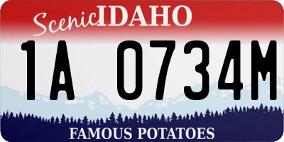 ID license plate 1A0734M