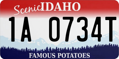 ID license plate 1A0734T