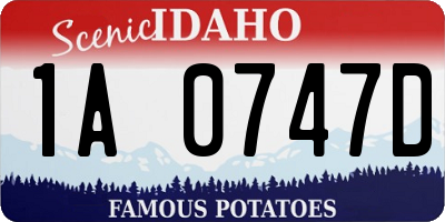 ID license plate 1A0747D